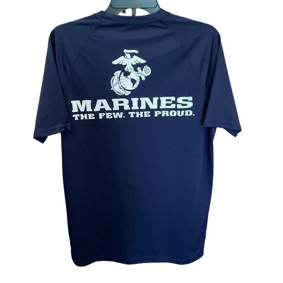 Expert Brand Shirt Marines Logo Graphic Blue White Short Sleeve Medium - Picture 2 of 8